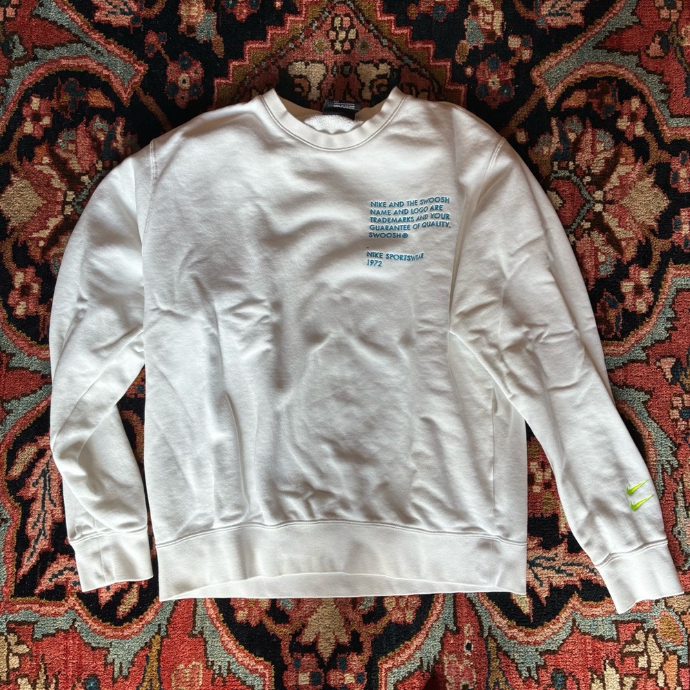 Nike Sportswear Double Swoosh French Terry Men's White Crew Neck Sweatshirt